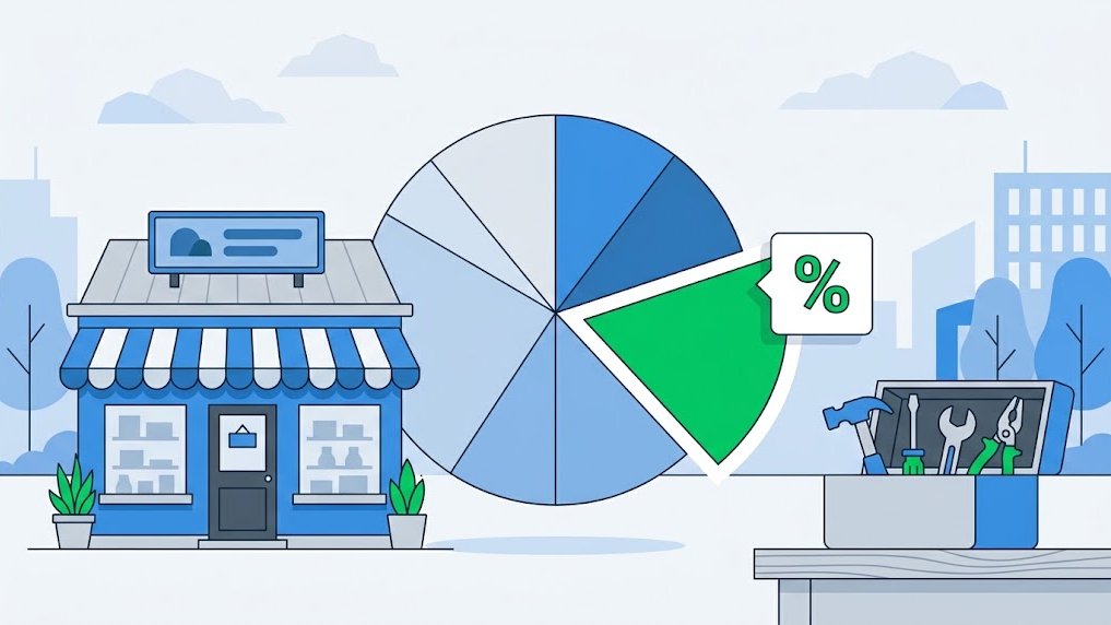 Gráfico circular que representa la deducción QBI del 20 % para negocios propios.