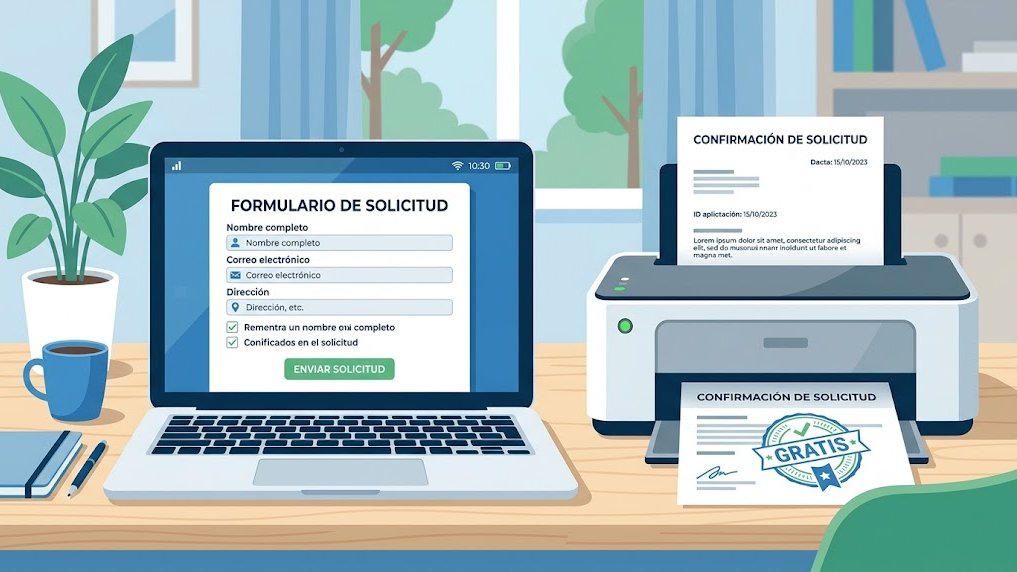 Laptop con un formulario en línea para sacar el EIN gratis.
